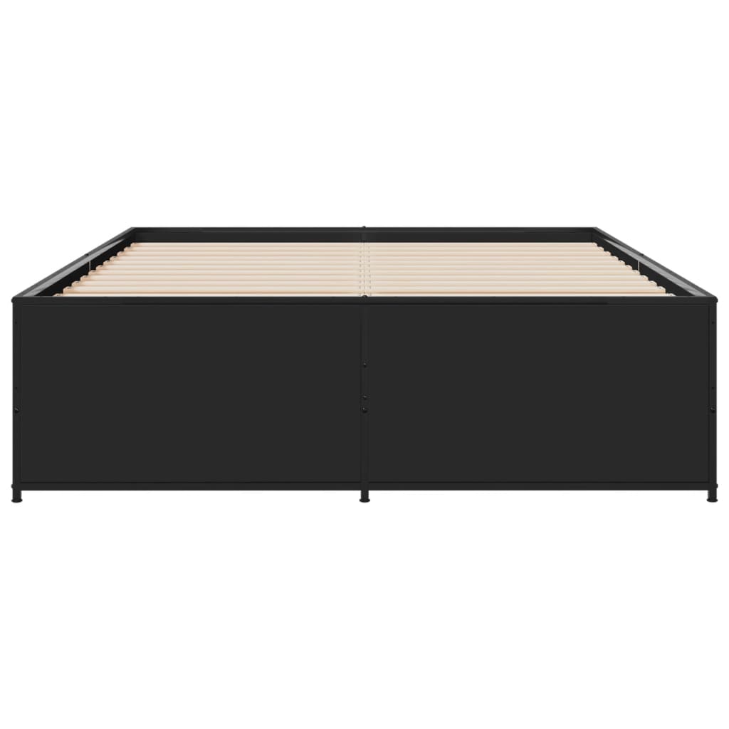 Bedframe LED bewerkt hout metaal zwart 140x190 cm is nu te koop bij PeponiXL, paradijselijk wonen!