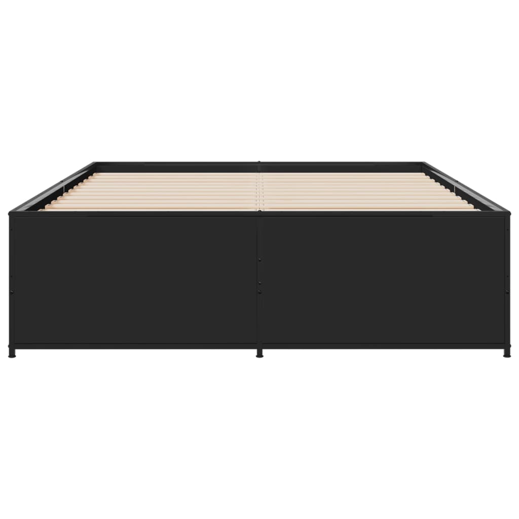Bedframe bewerkt hout metaal zwart 135x190 cm is nu te koop bij PeponiXL, paradijselijk wonen!