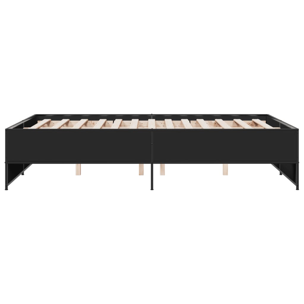 Bedframe bewerkt hout metaal zwart 135x190 cm is nu te koop bij PeponiXL, paradijselijk wonen!