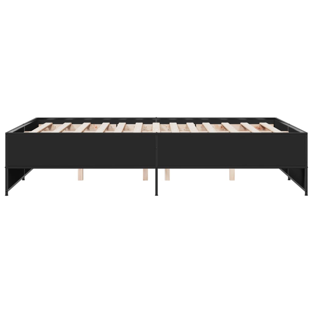 Bedframe bewerkt hout metaal zwart 120x190 cm is nu te koop bij PeponiXL, paradijselijk wonen!