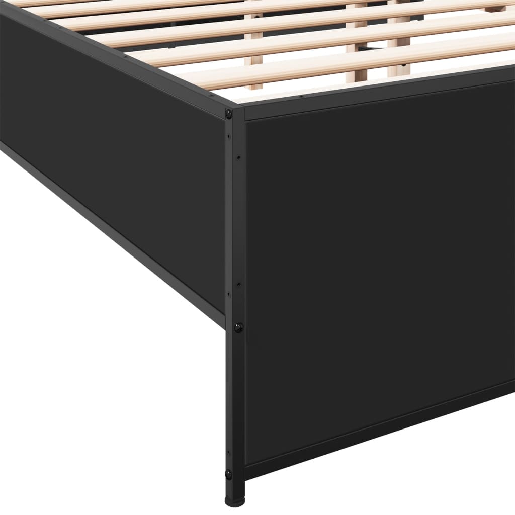 Bedframe bewerkt hout metaal zwart 120x190 cm is nu te koop bij PeponiXL, paradijselijk wonen!
