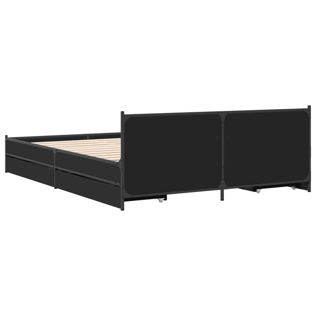 Bedframe met lades bewerkt hout bruin eikenkleur 135x190 cm is nu te koop bij PeponiXL, paradijselijk wonen!