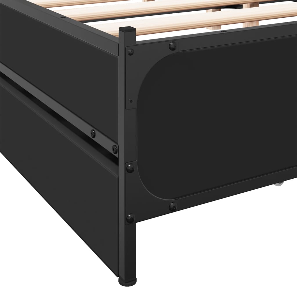 Bedframe met lades bewerkt hout bruin eikenkleur 135x190 cm is nu te koop bij PeponiXL, paradijselijk wonen!