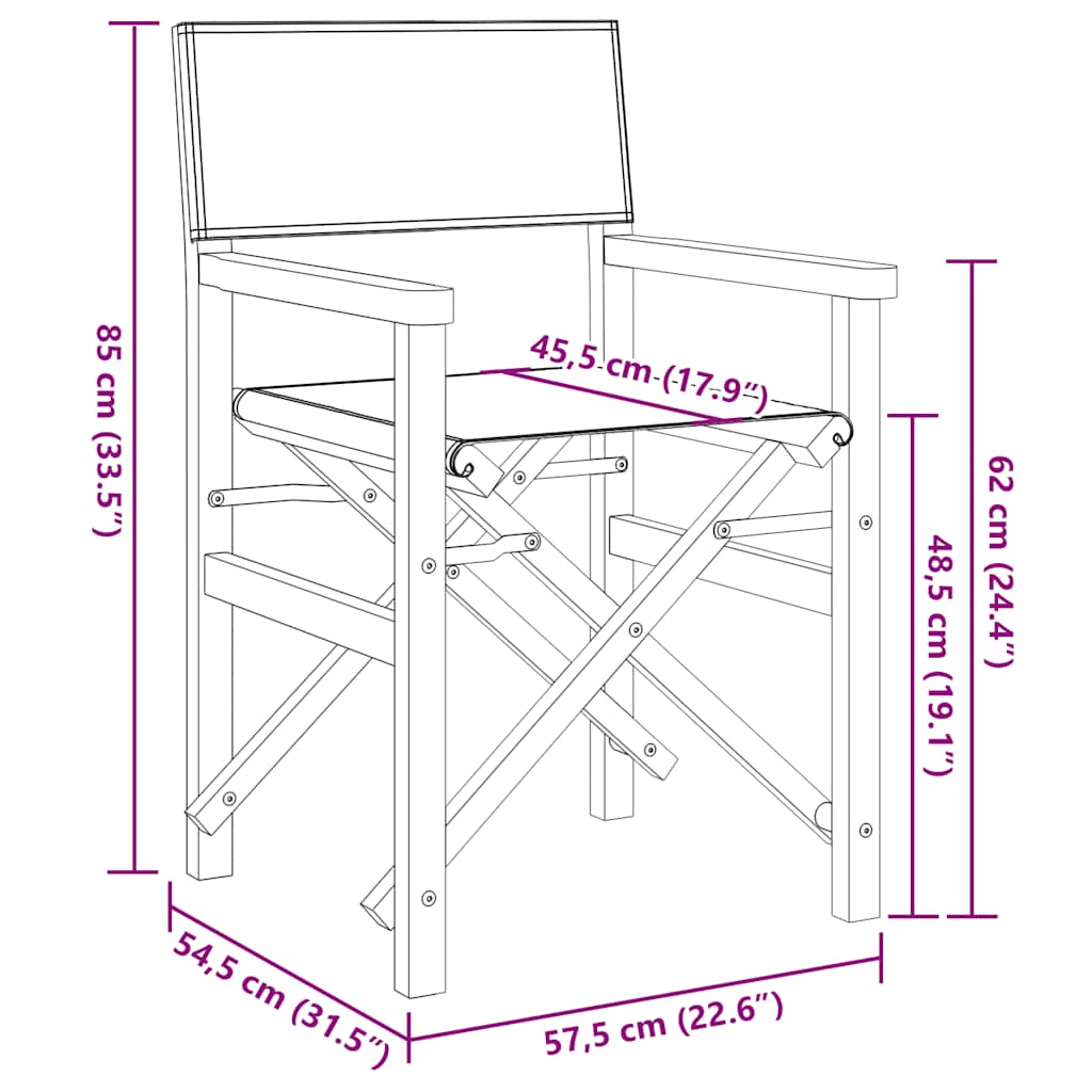 Regisseursstoelen inklapbaar 2 st massief teakhout crèmekleurig is nu te koop bij PeponiXL, paradijselijk wonen!