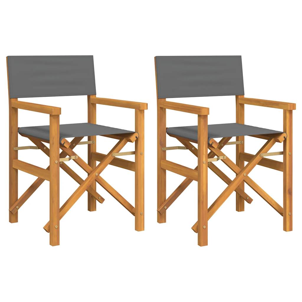 Regisseursstoelen inklapbaar 2 st massief teakhout grijs is nu te koop bij PeponiXL, paradijselijk wonen!