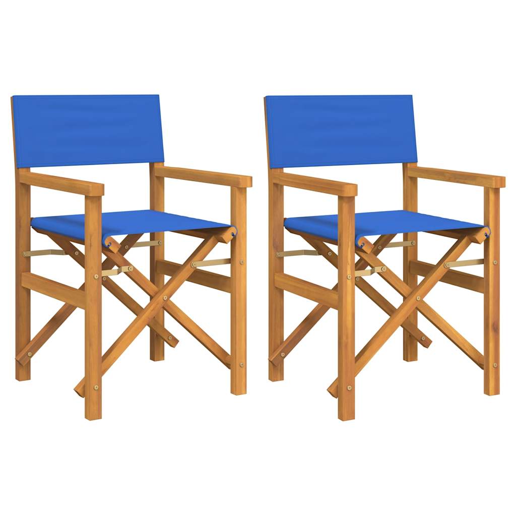 Regisseursstoelen inklapbaar 2 st massief teakhout blauw is nu te koop bij PeponiXL, paradijselijk wonen!