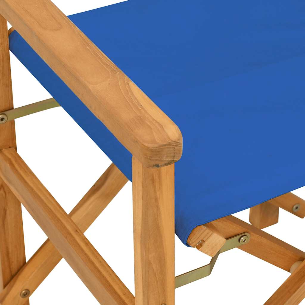 Regisseursstoelen inklapbaar 2 st massief teakhout blauw is nu te koop bij PeponiXL, paradijselijk wonen!