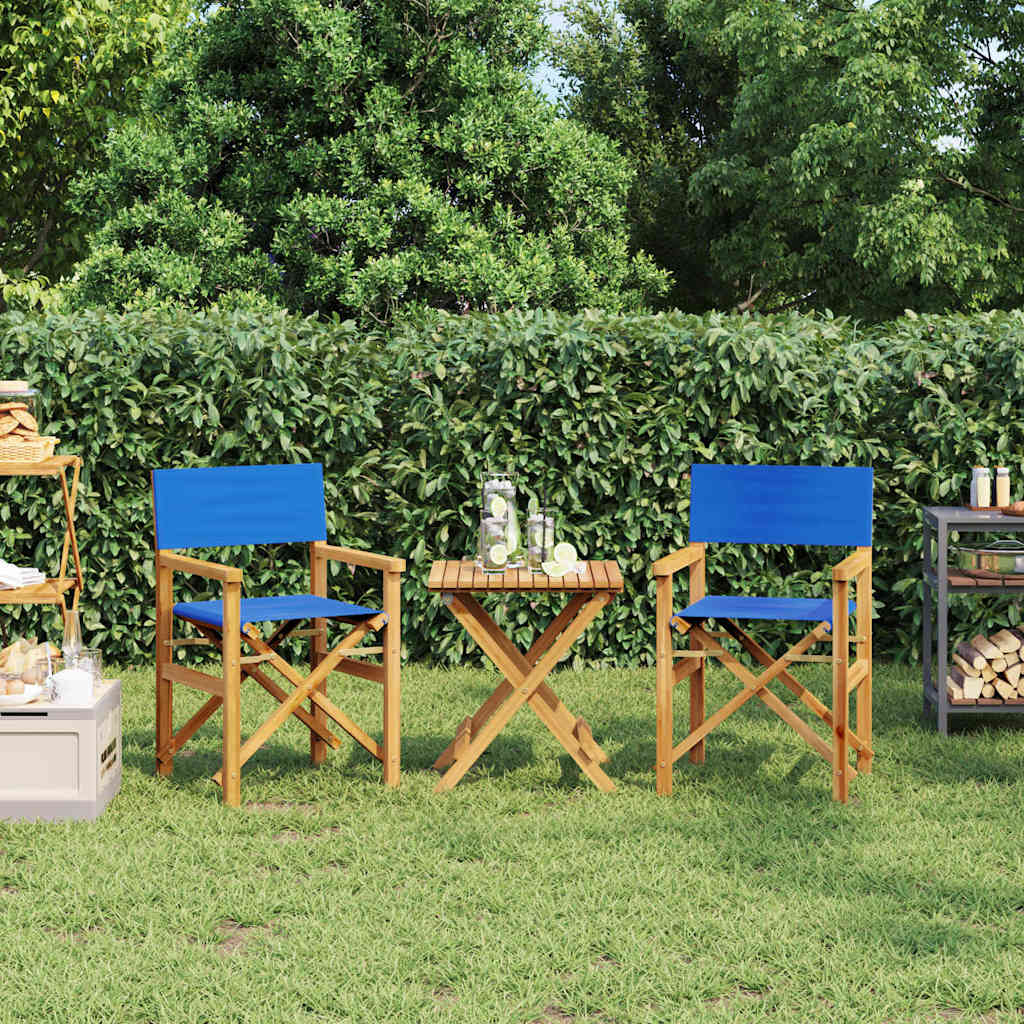 Regisseursstoelen inklapbaar 2 st massief teakhout blauw is nu te koop bij PeponiXL, paradijselijk wonen!