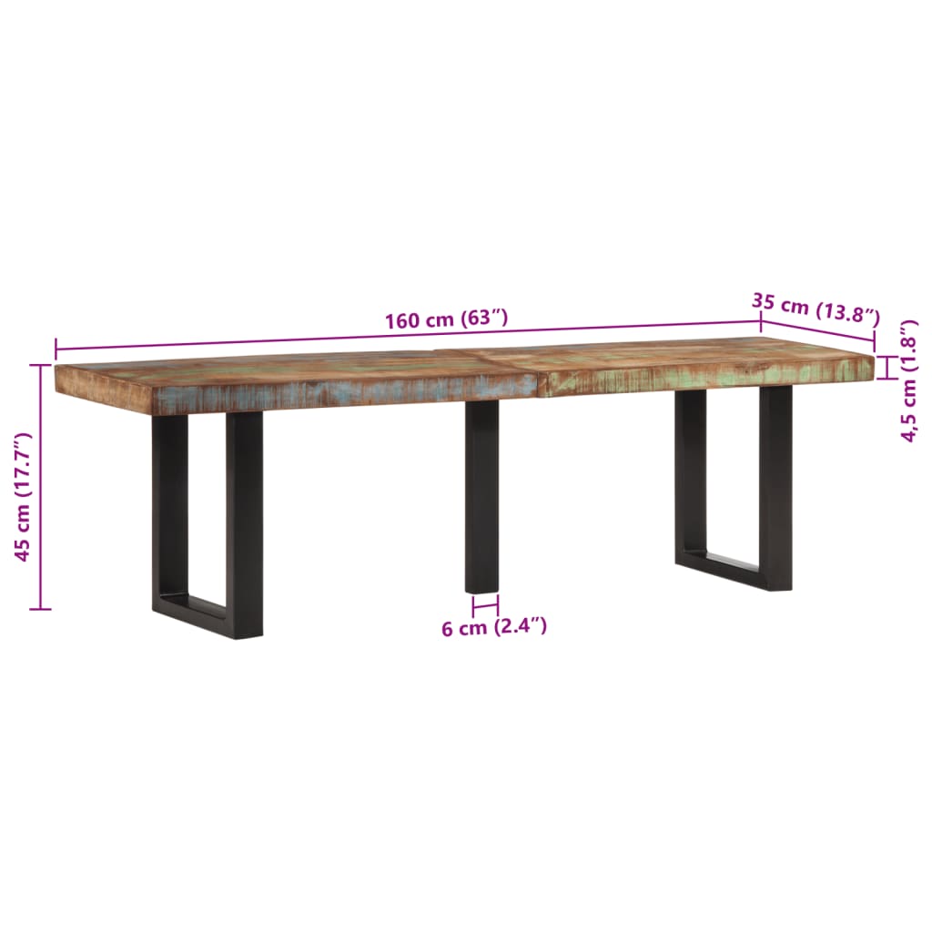 Bankje 160 cm massief gerecycled hout en staal is nu te koop bij PeponiXL, paradijselijk wonen!
