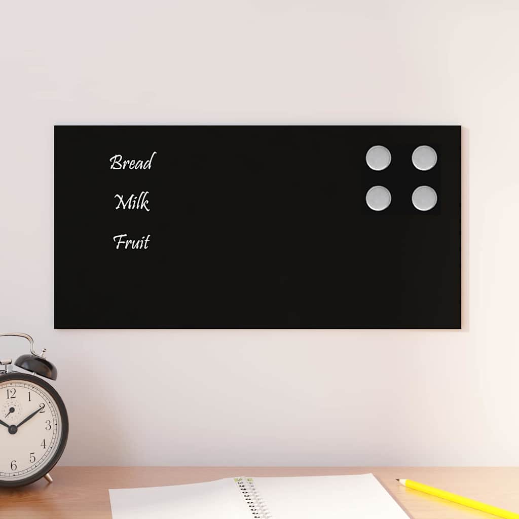 Magneetbord voor aan de wand 40x20 cm gehard glas zwart is nu te koop bij PeponiXL, paradijselijk wonen!