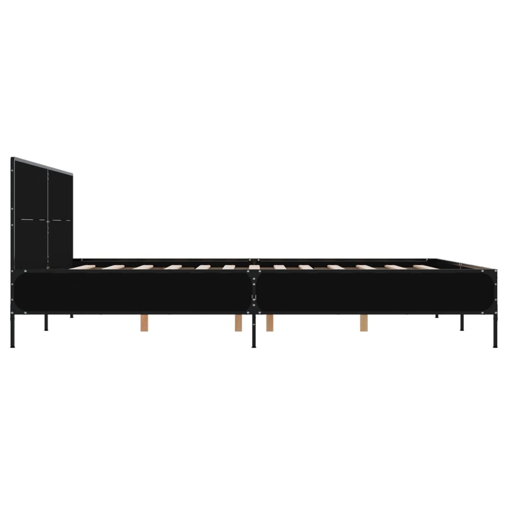 Bedframe bewerkt hout metaal zwart 140x200 cm is nu te koop bij PeponiXL, paradijselijk wonen!