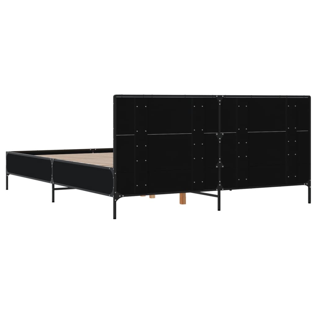 Bedframe bewerkt hout metaal zwart 140x200 cm is nu te koop bij PeponiXL, paradijselijk wonen!
