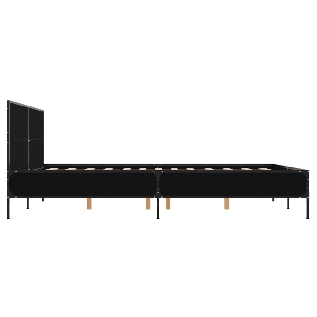 Bedframe bewerkt hout metaal zwart 150x200 cm is nu te koop bij PeponiXL, paradijselijk wonen!