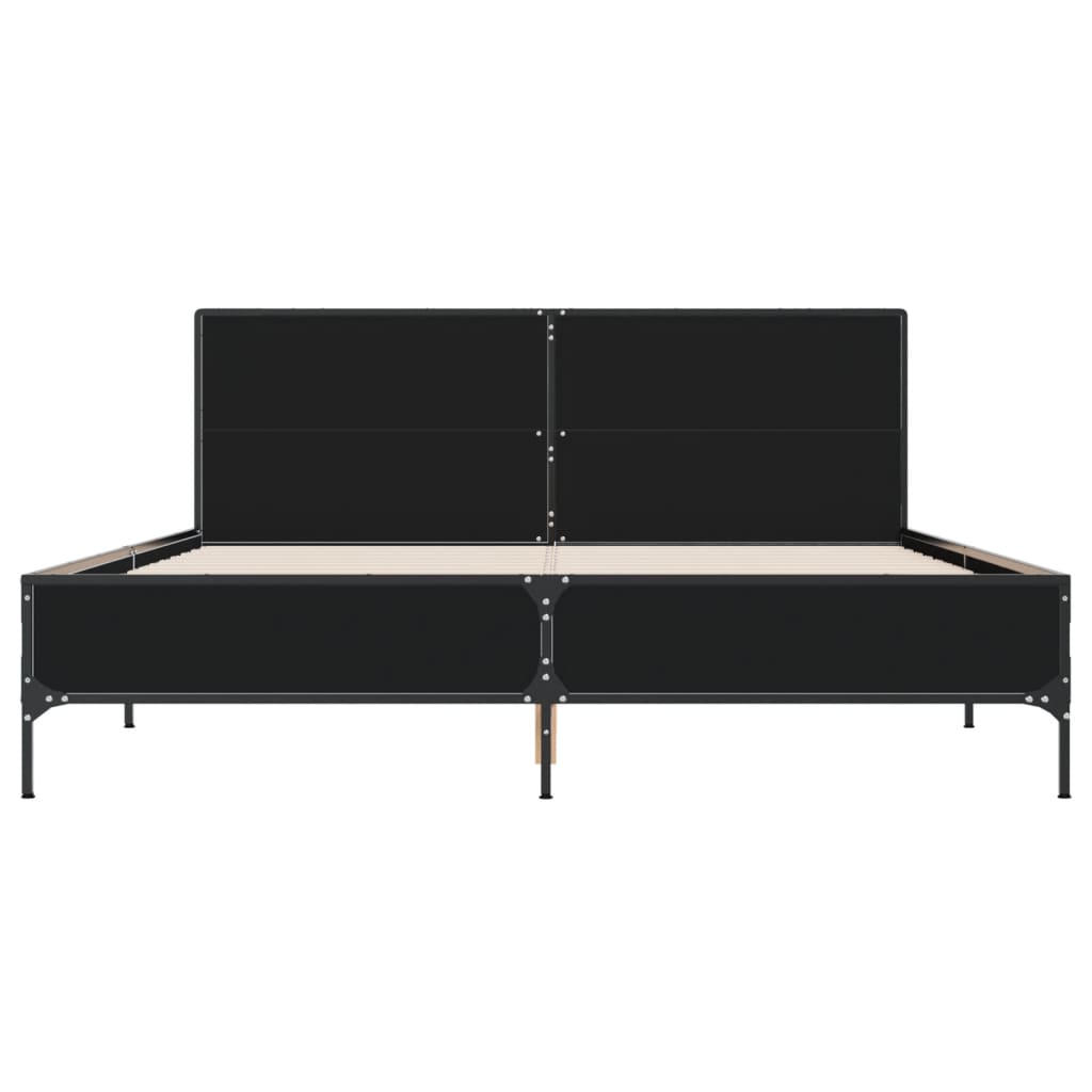 Bedframe bewerkt hout metaal zwart 160x200 cm is nu te koop bij PeponiXL, paradijselijk wonen!