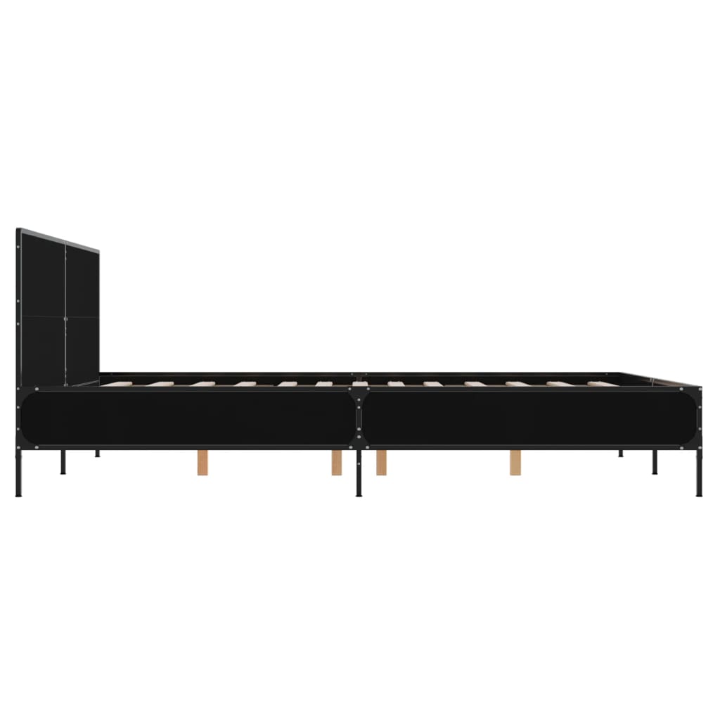 Bedframe bewerkt hout metaal zwart 160x200 cm is nu te koop bij PeponiXL, paradijselijk wonen!