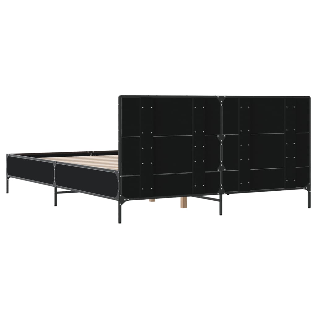 Bedframe bewerkt hout metaal zwart 160x200 cm is nu te koop bij PeponiXL, paradijselijk wonen!