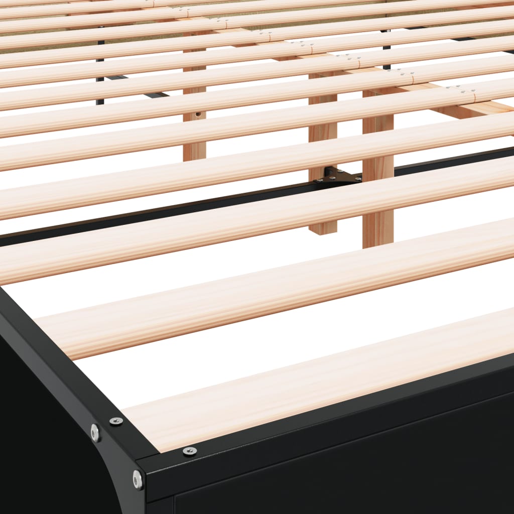 Bedframe bewerkt hout metaal zwart 160x200 cm is nu te koop bij PeponiXL, paradijselijk wonen!