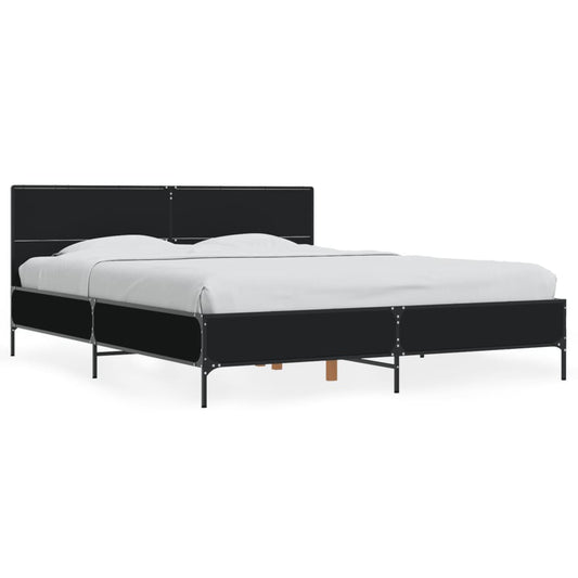 Bedframe bewerkt hout metaal zwart 160x200 cm is nu te koop bij PeponiXL, paradijselijk wonen!