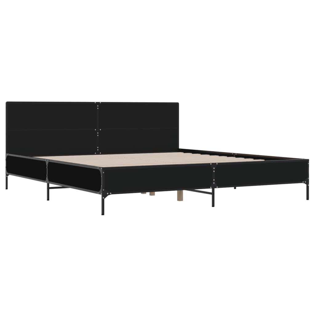 Bedframe bewerkt hout metaal zwart 180x200 cm is nu te koop bij PeponiXL, paradijselijk wonen!