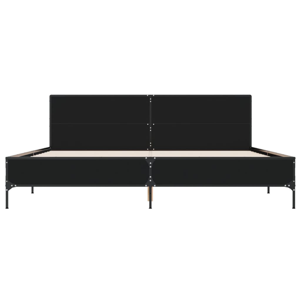 Bedframe bewerkt hout metaal zwart 180x200 cm is nu te koop bij PeponiXL, paradijselijk wonen!
