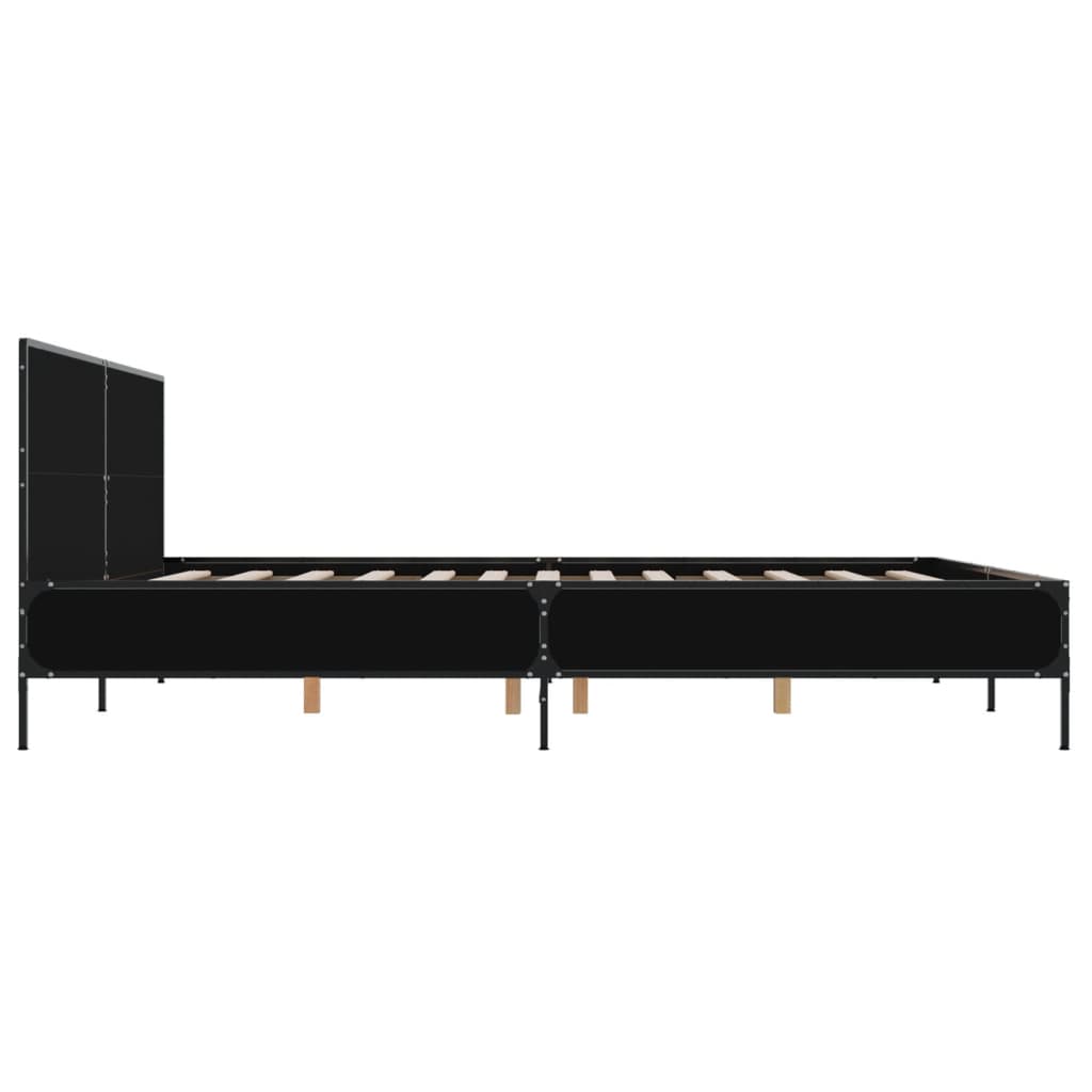 Bedframe bewerkt hout metaal zwart 180x200 cm is nu te koop bij PeponiXL, paradijselijk wonen!