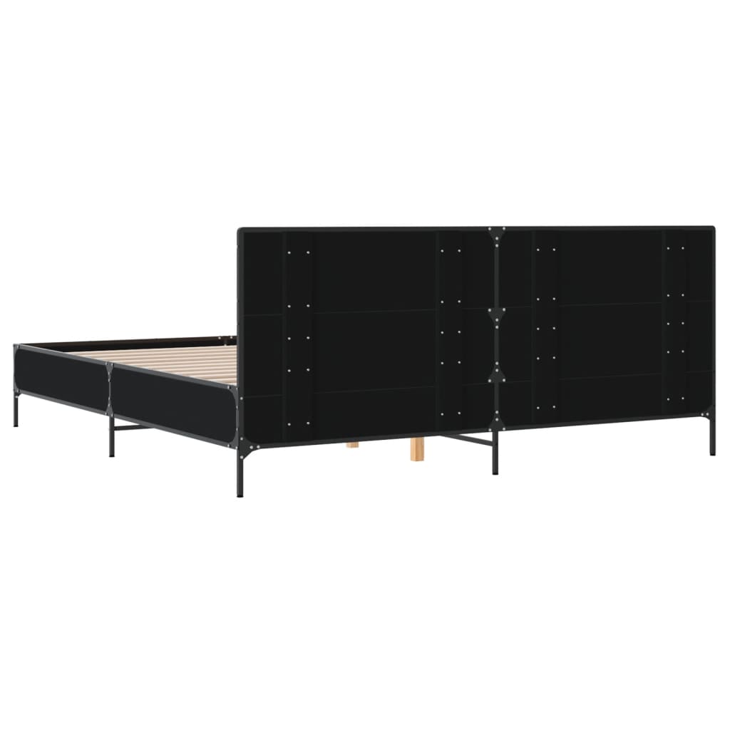 Bedframe bewerkt hout metaal zwart 180x200 cm is nu te koop bij PeponiXL, paradijselijk wonen!