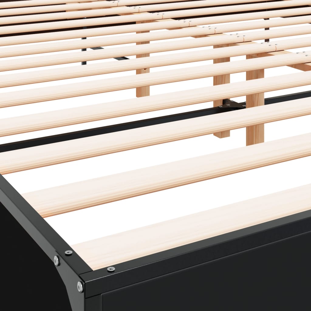 Bedframe bewerkt hout metaal zwart 180x200 cm is nu te koop bij PeponiXL, paradijselijk wonen!