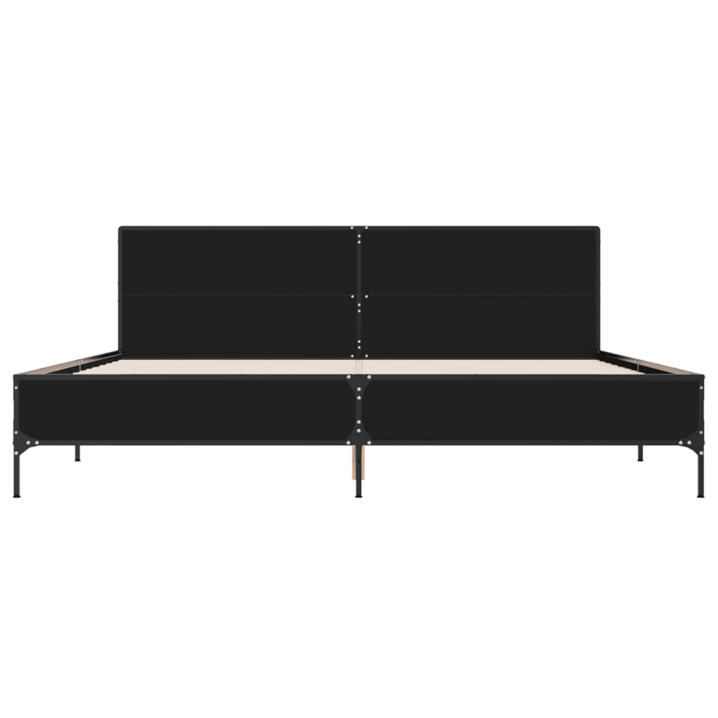 Bedframe bewerkt hout metaal zwart 200x200 cm is nu te koop bij PeponiXL, paradijselijk wonen!