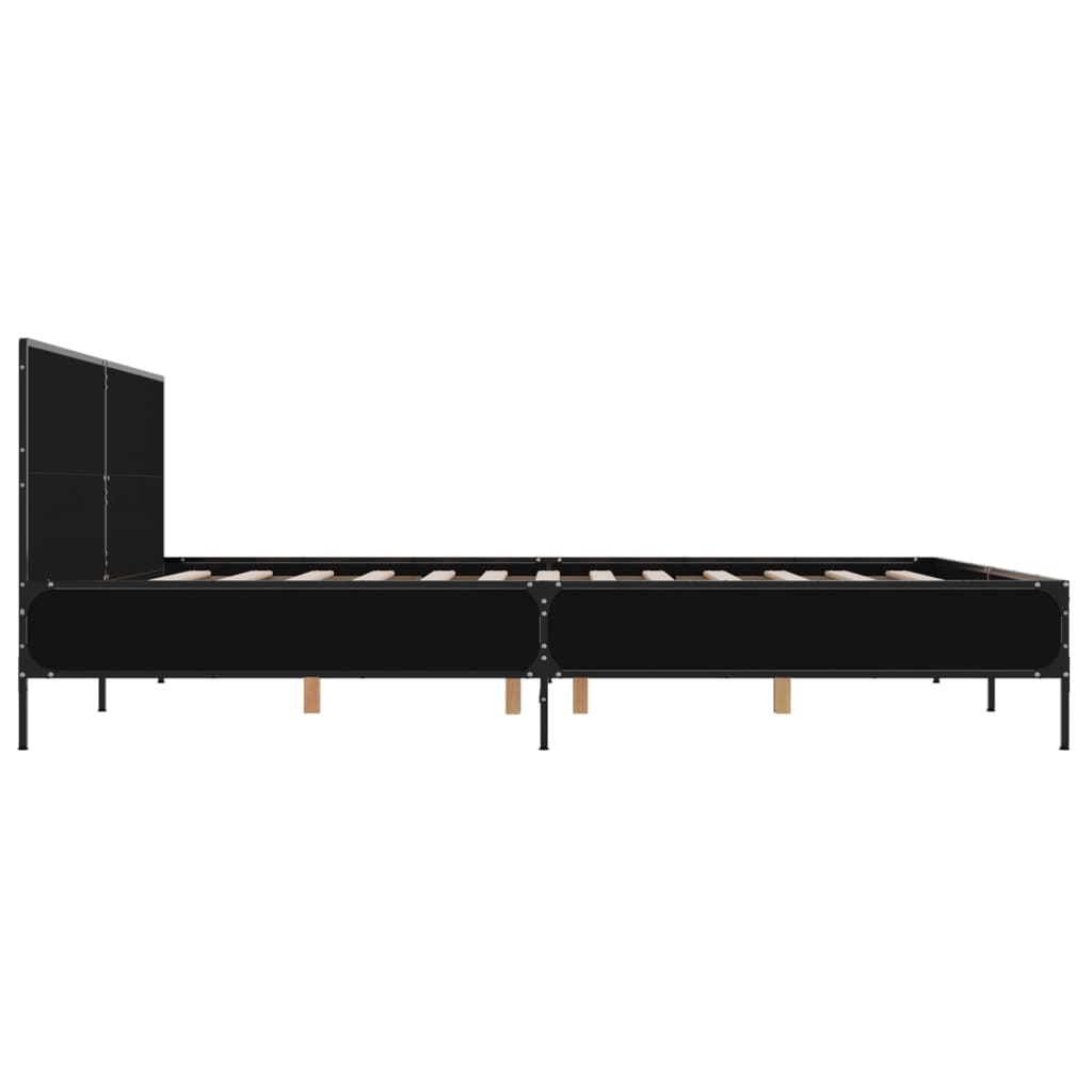 Bedframe bewerkt hout metaal zwart 200x200 cm is nu te koop bij PeponiXL, paradijselijk wonen!