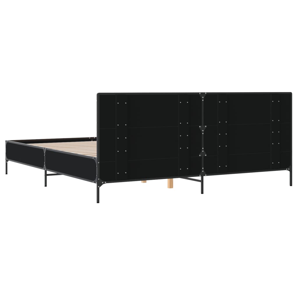 Bedframe bewerkt hout metaal zwart 200x200 cm is nu te koop bij PeponiXL, paradijselijk wonen!