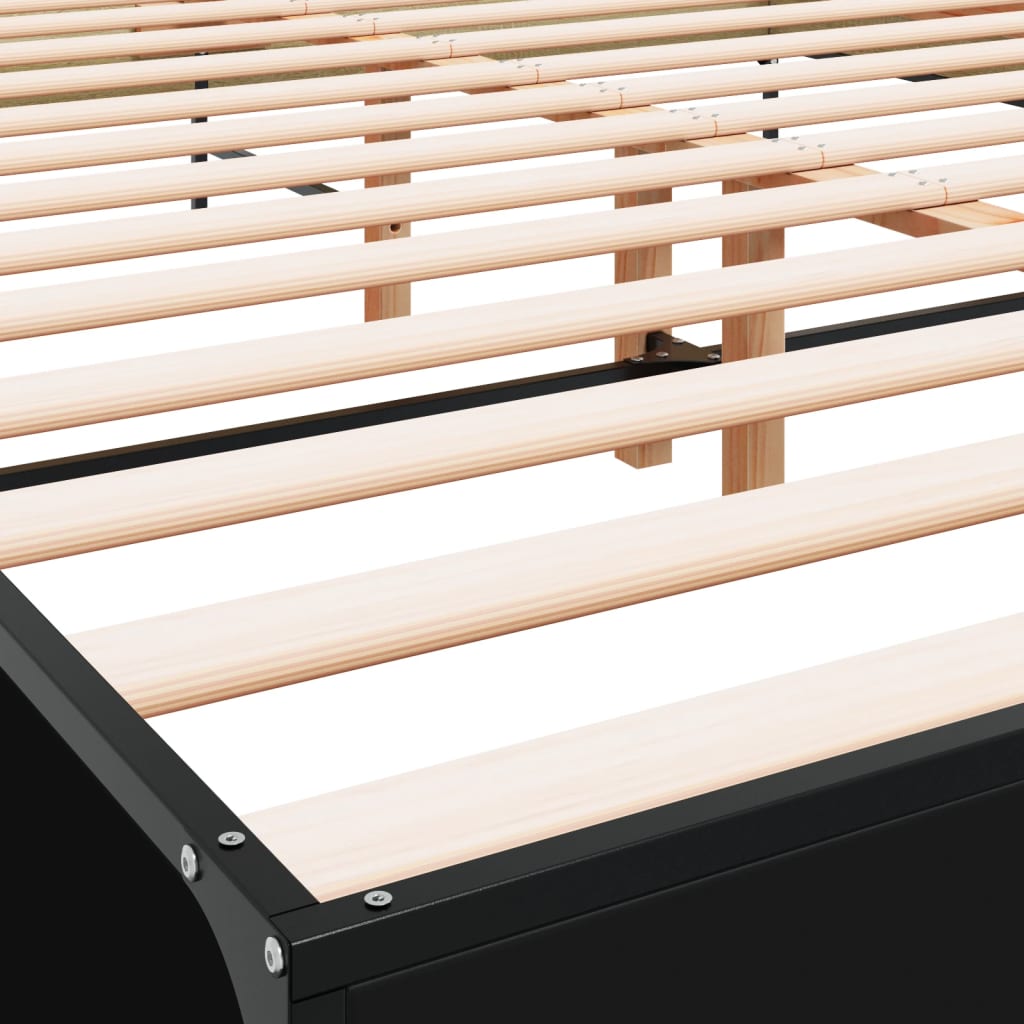 Bedframe LED bewerkt hout metaal zwart 140x190 cm is nu te koop bij PeponiXL, paradijselijk wonen!