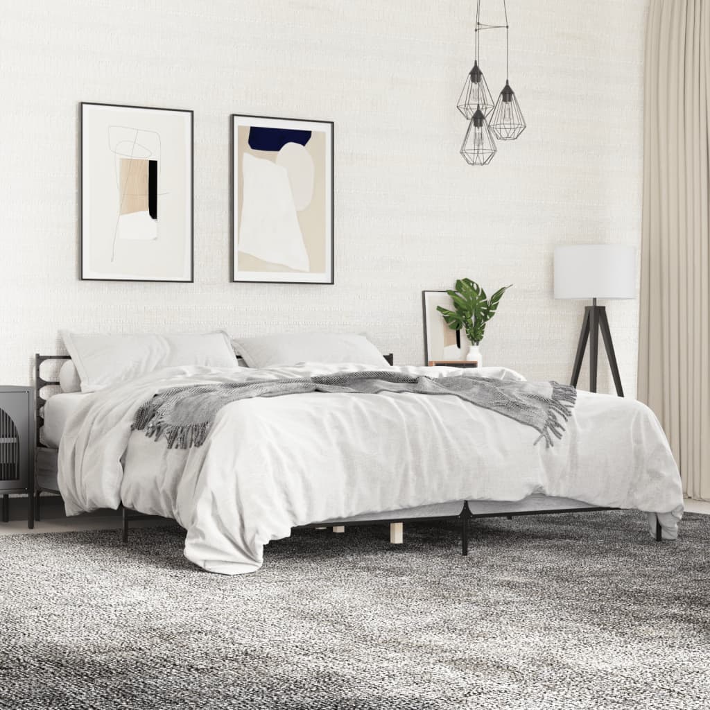 Bedframe bewerkt hout metaal grijs sonoma eiken 180x200 cm is nu te koop bij PeponiXL, paradijselijk wonen!