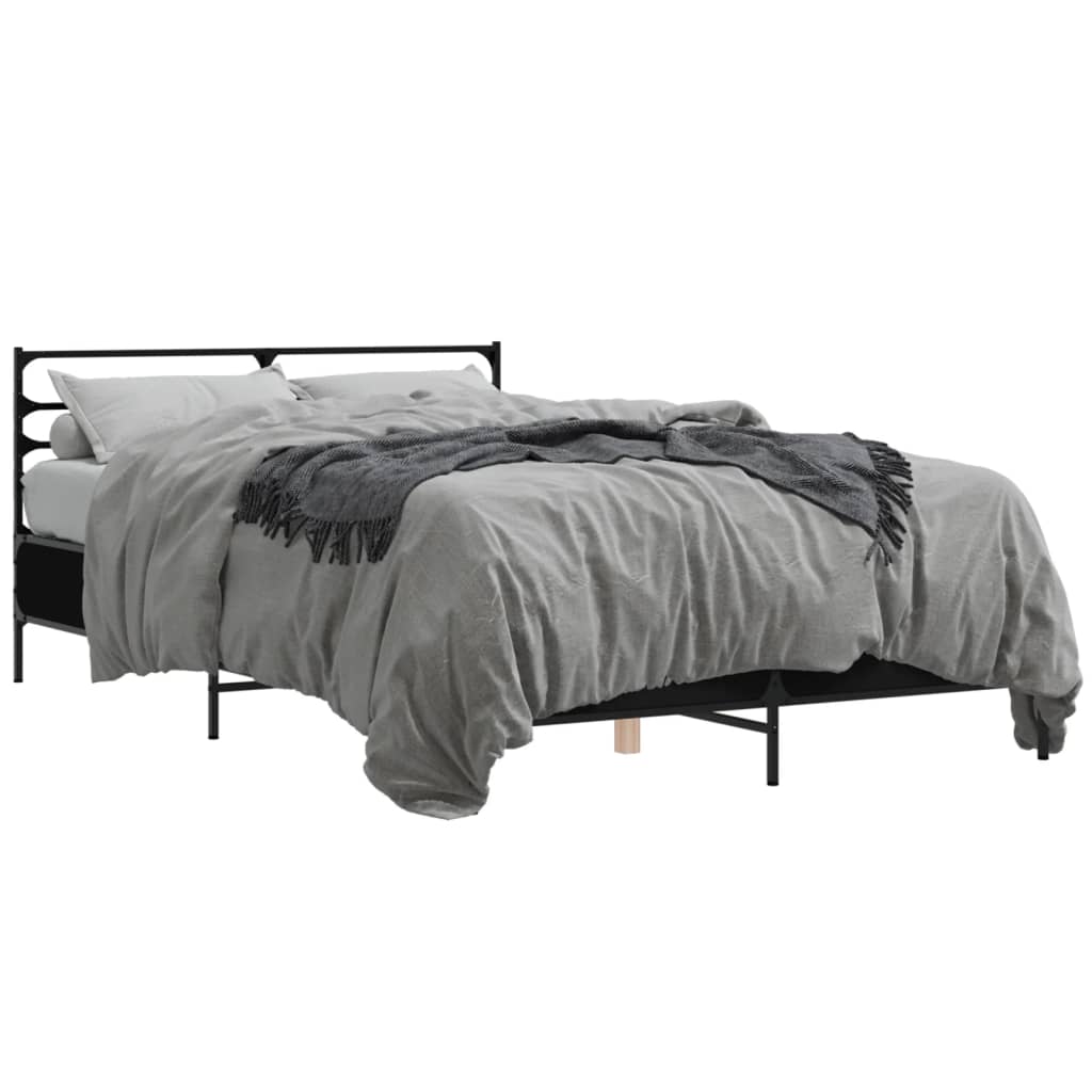 Bedframe bewerkt hout metaal zwart 120x190 cm is nu te koop bij PeponiXL, paradijselijk wonen!