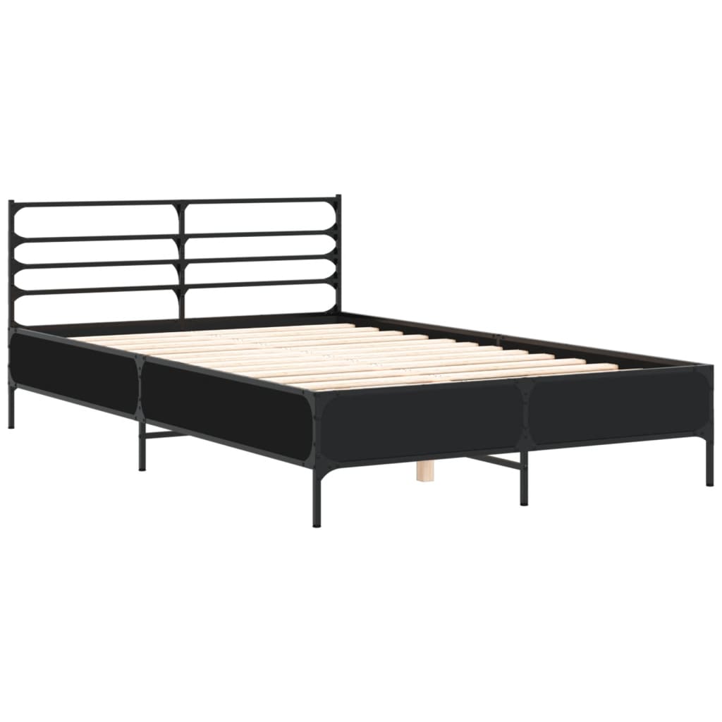 Bedframe bewerkt hout metaal zwart 120x190 cm is nu te koop bij PeponiXL, paradijselijk wonen!