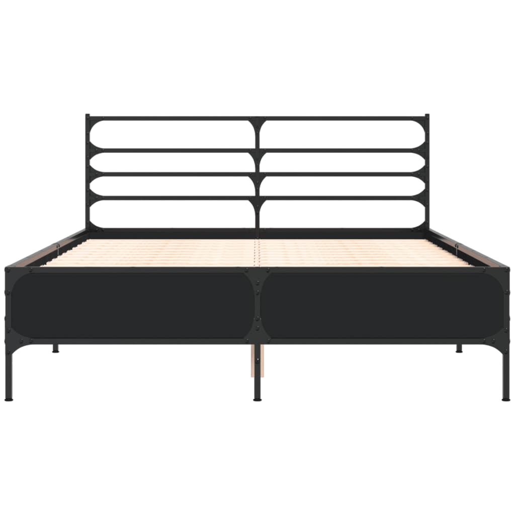 Bedframe bewerkt hout metaal zwart 120x190 cm is nu te koop bij PeponiXL, paradijselijk wonen!