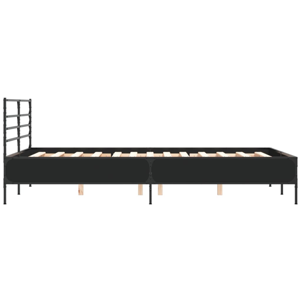 Bedframe bewerkt hout metaal zwart 120x190 cm is nu te koop bij PeponiXL, paradijselijk wonen!