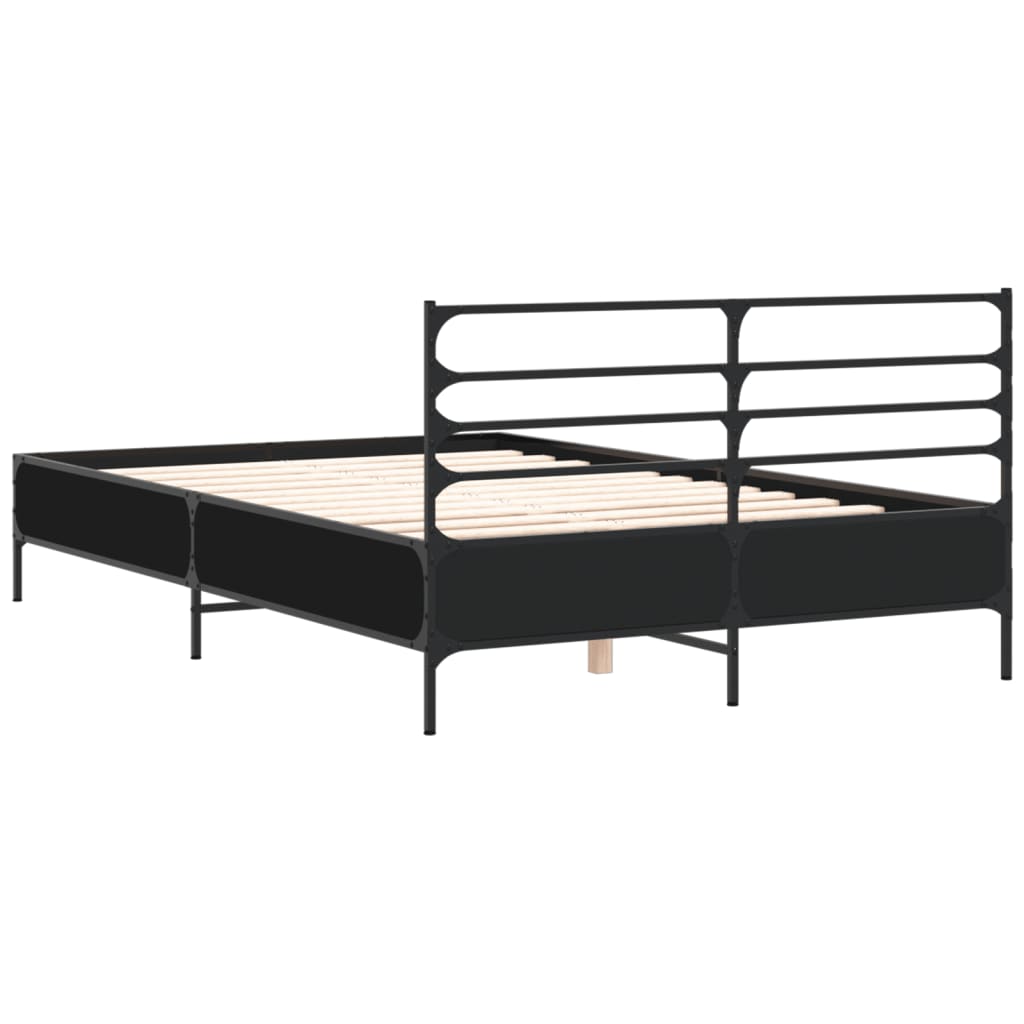 Bedframe bewerkt hout metaal zwart 120x190 cm is nu te koop bij PeponiXL, paradijselijk wonen!