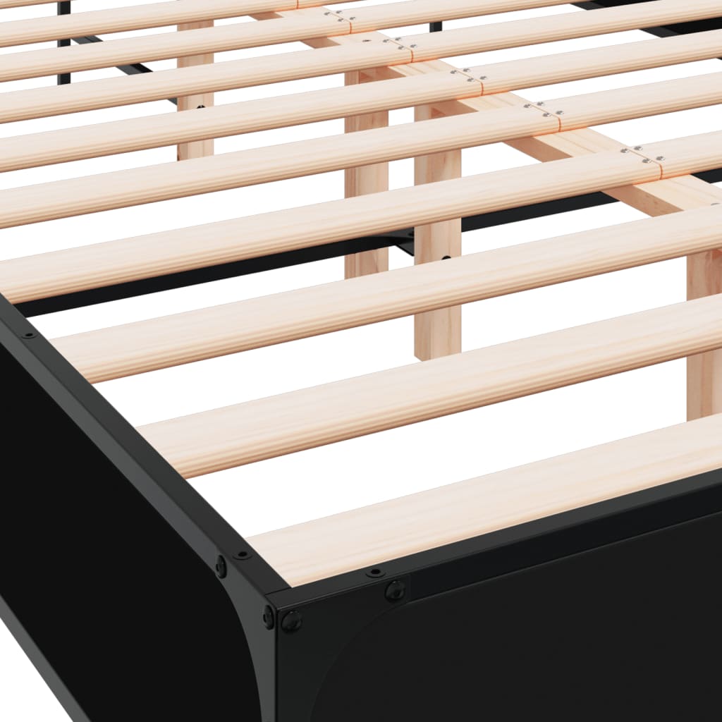 Bedframe bewerkt hout metaal zwart 120x190 cm is nu te koop bij PeponiXL, paradijselijk wonen!