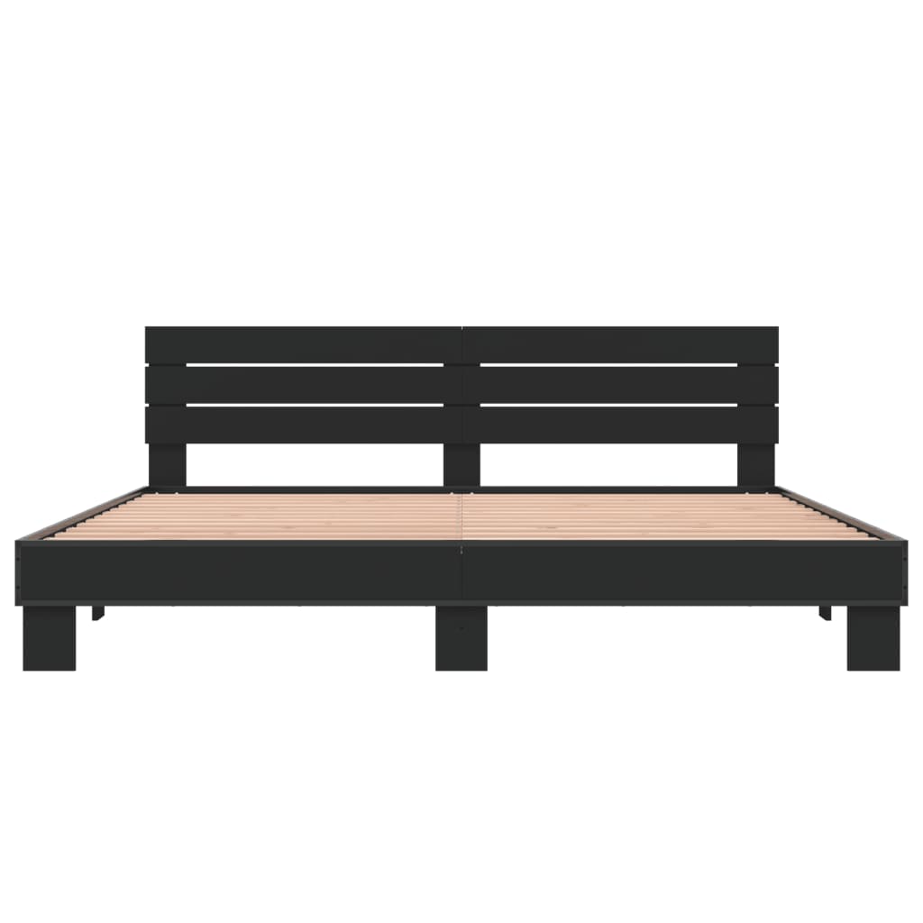 Bedframe bewerkt hout metaal zwart 200x200 cm is nu te koop bij PeponiXL, paradijselijk wonen!