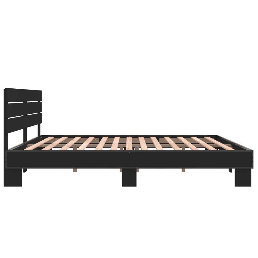 Bedframe bewerkt hout metaal zwart 200x200 cm is nu te koop bij PeponiXL, paradijselijk wonen!