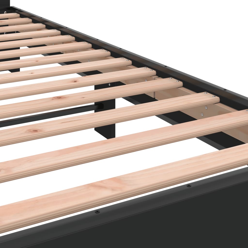 Bedframe bewerkt hout metaal zwart 200x200 cm is nu te koop bij PeponiXL, paradijselijk wonen!