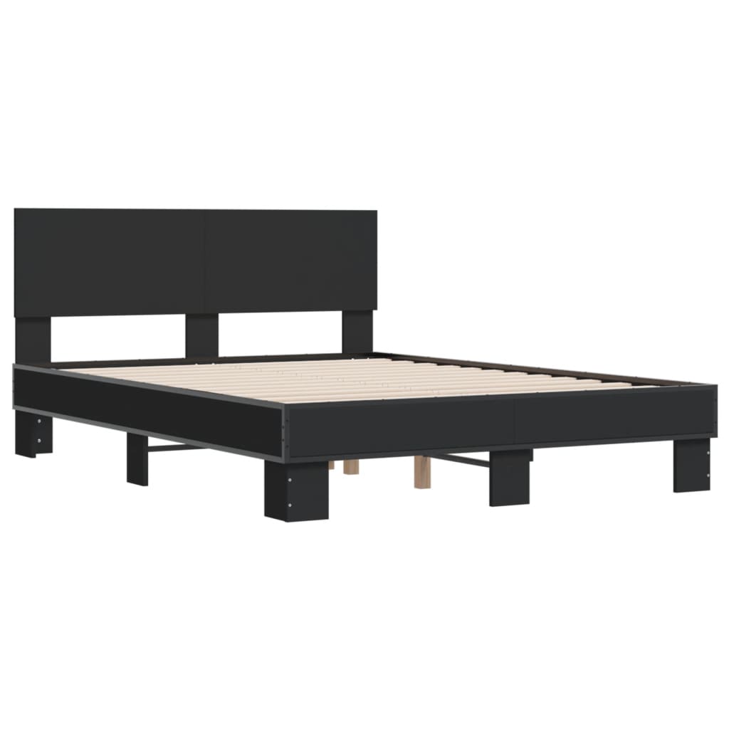Bedframe bewerkt hout metaal zwart 120x200 cm is nu te koop bij PeponiXL, paradijselijk wonen!