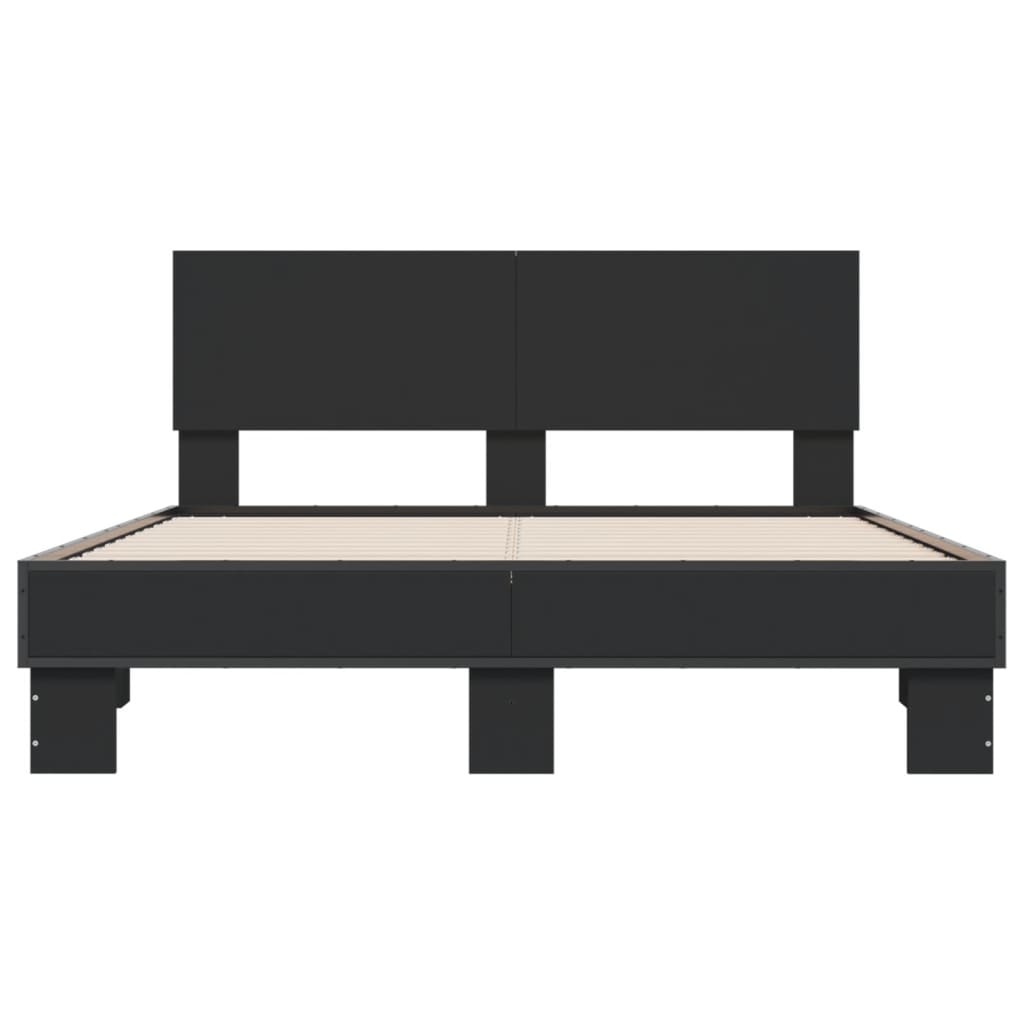 Bedframe bewerkt hout metaal zwart 120x200 cm is nu te koop bij PeponiXL, paradijselijk wonen!