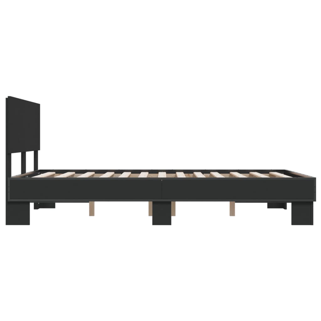 Bedframe bewerkt hout metaal zwart 120x200 cm is nu te koop bij PeponiXL, paradijselijk wonen!