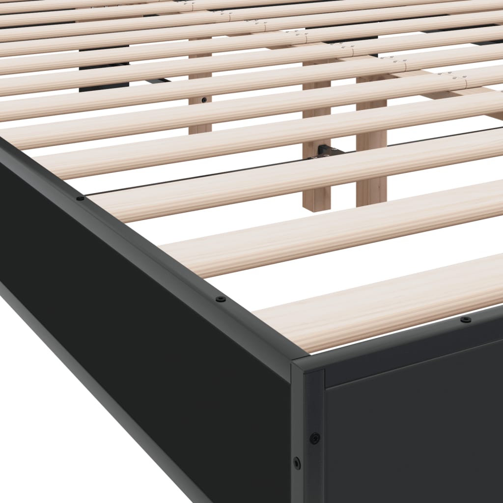Bedframe bewerkt hout metaal zwart 120x200 cm is nu te koop bij PeponiXL, paradijselijk wonen!