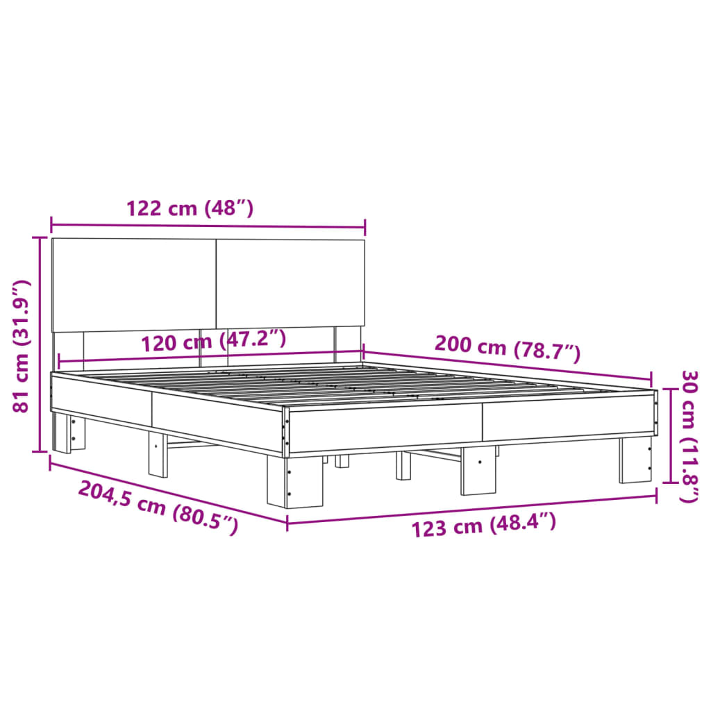 Bedframe bewerkt hout metaal zwart 120x200 cm is nu te koop bij PeponiXL, paradijselijk wonen!