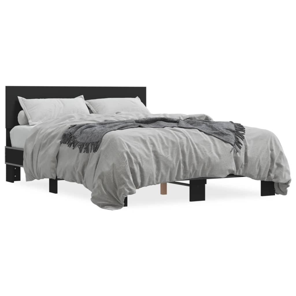 Bedframe bewerkt hout metaal zwart 120x200 cm is nu te koop bij PeponiXL, paradijselijk wonen!