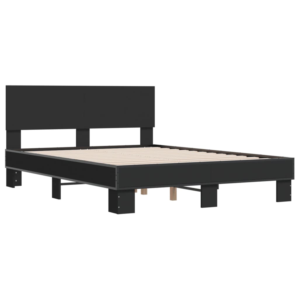 Bedframe bewerkt hout metaal zwart 120x190 cm is nu te koop bij PeponiXL, paradijselijk wonen!