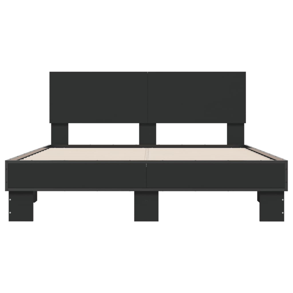 Bedframe bewerkt hout metaal zwart 120x190 cm is nu te koop bij PeponiXL, paradijselijk wonen!