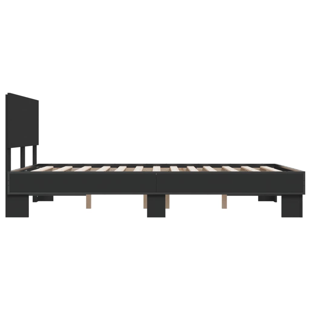 Bedframe bewerkt hout metaal zwart 120x190 cm is nu te koop bij PeponiXL, paradijselijk wonen!